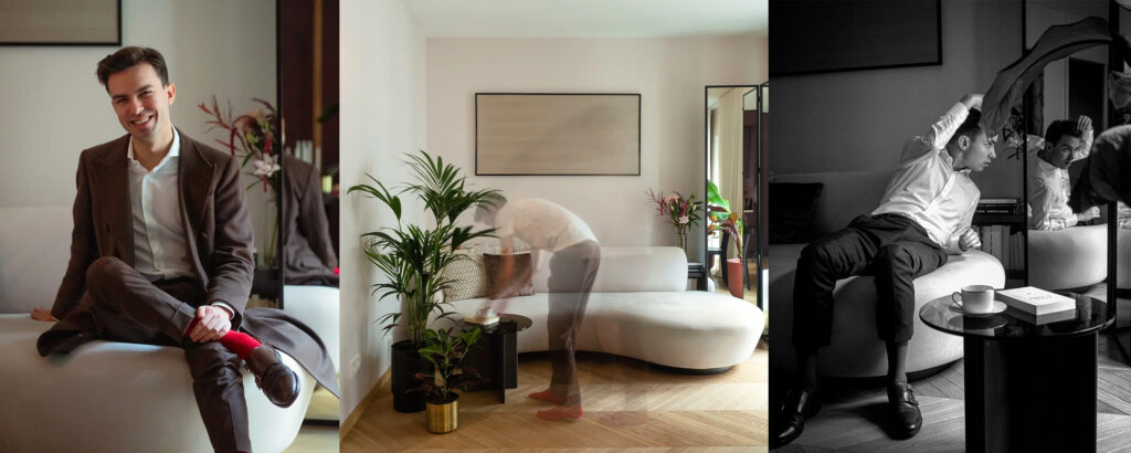Fotografia portretowa i wizerunkowa - Jacek Kamiński architekt wnętrz we własnym mieszkaniu urządzonym według własnego projektu